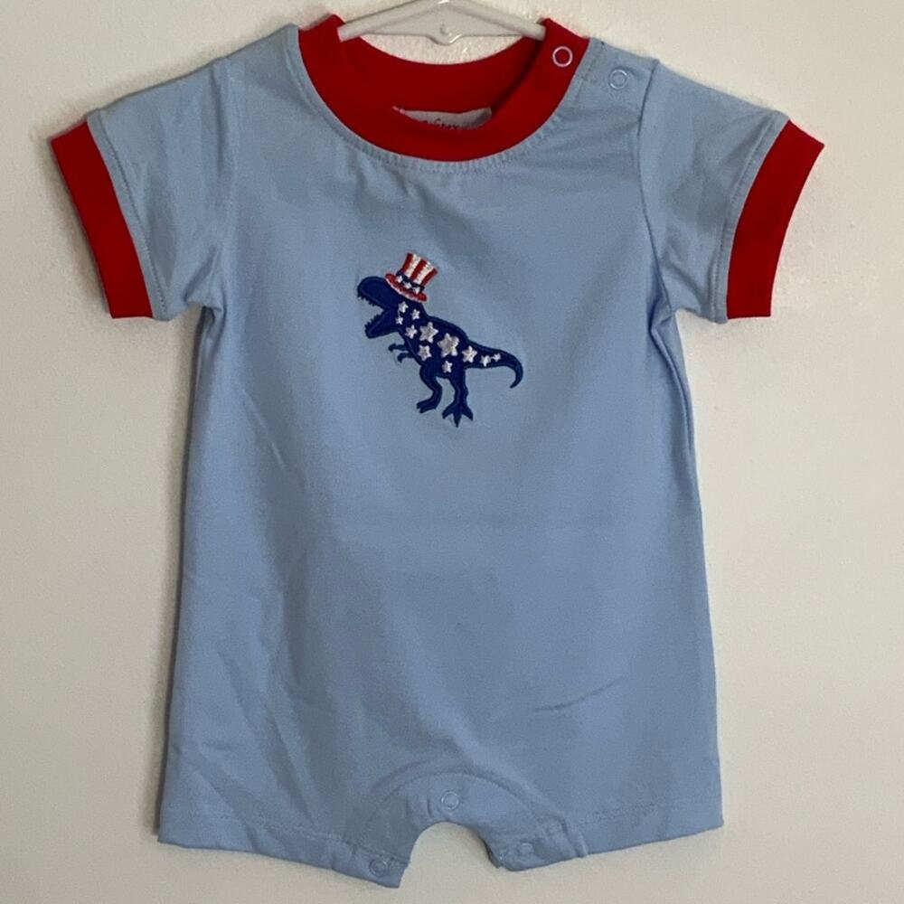 Ishtex Dinosaur Patriotic Romper NWT 6 mo 4th‎ of July